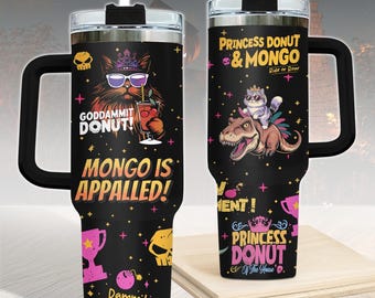 Vaso de 113 ml de Princesa Donut y Mongo, vaso de acero inoxidable de Carl, explorador de mazmorras, vaso de fantasía, vaso literario