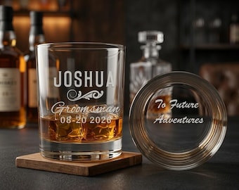 Groomsman Whiskey Glass, Engraved Rocks Glass, Custom Gift For Wedding Party, Personalized Barware Gift, Best Man Gift