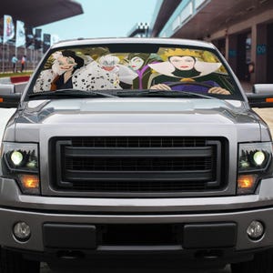 Disney Villains Car Sunshade, Evil Queen Maleficent Ursula Auto Shade, Spooky Halloween Car Accessory, Disney Magic Movie Visor