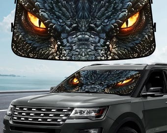 Parasol para coche con diseño de dragón de fantasía, funda para parabrisas de criatura mítica, visera para coche con diseño de dragón de fuego, decoración de coche de fantasía épica, funda para coche con diseño de amante de los dragones
