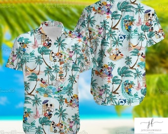 Mickey And Friends Button Shirt, Disney Hawaiian Shirt, Mickey Button Shirt, Summer Vacation Hawaii Shirt, Aloha Hawaiian