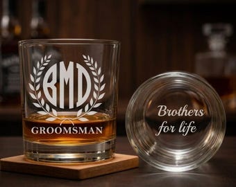 Groomsman Whiskey Glass, Engraved Rocks Glass, Gift For Groomsman, Personalized Barware Gift, Wedding Party Gift