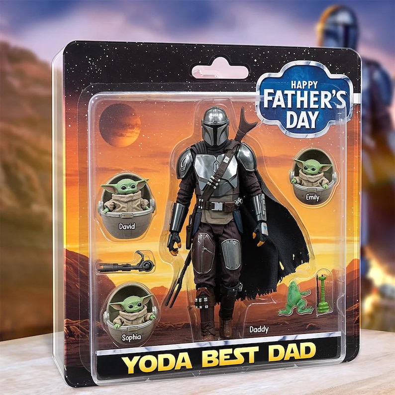 Personalized Father Day Acrylic Plaque, Star Wars Dadalorian Figure Acrylic Block, Mandalorian Plaque, Father Day Gift, Baby Yoda Gift