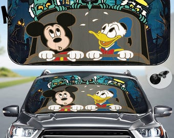 Parasole per auto Topolino e Paperino, accessorio per auto Disney di Halloween, parasole spettrale per finestrino auto, graziosa decorazione Disney per auto