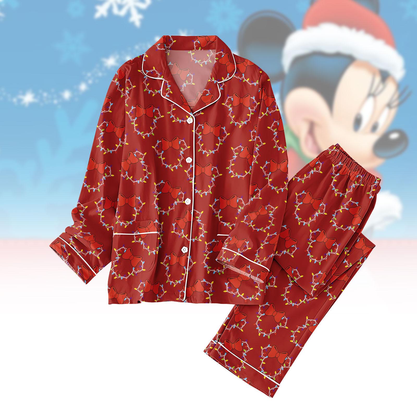 Discover Minnie Christmas Light Pajamas Set, Disney Mickey Holiday Pajamas, Disneyland Trip Pajamas For Party, Magic Kingdom Pjs