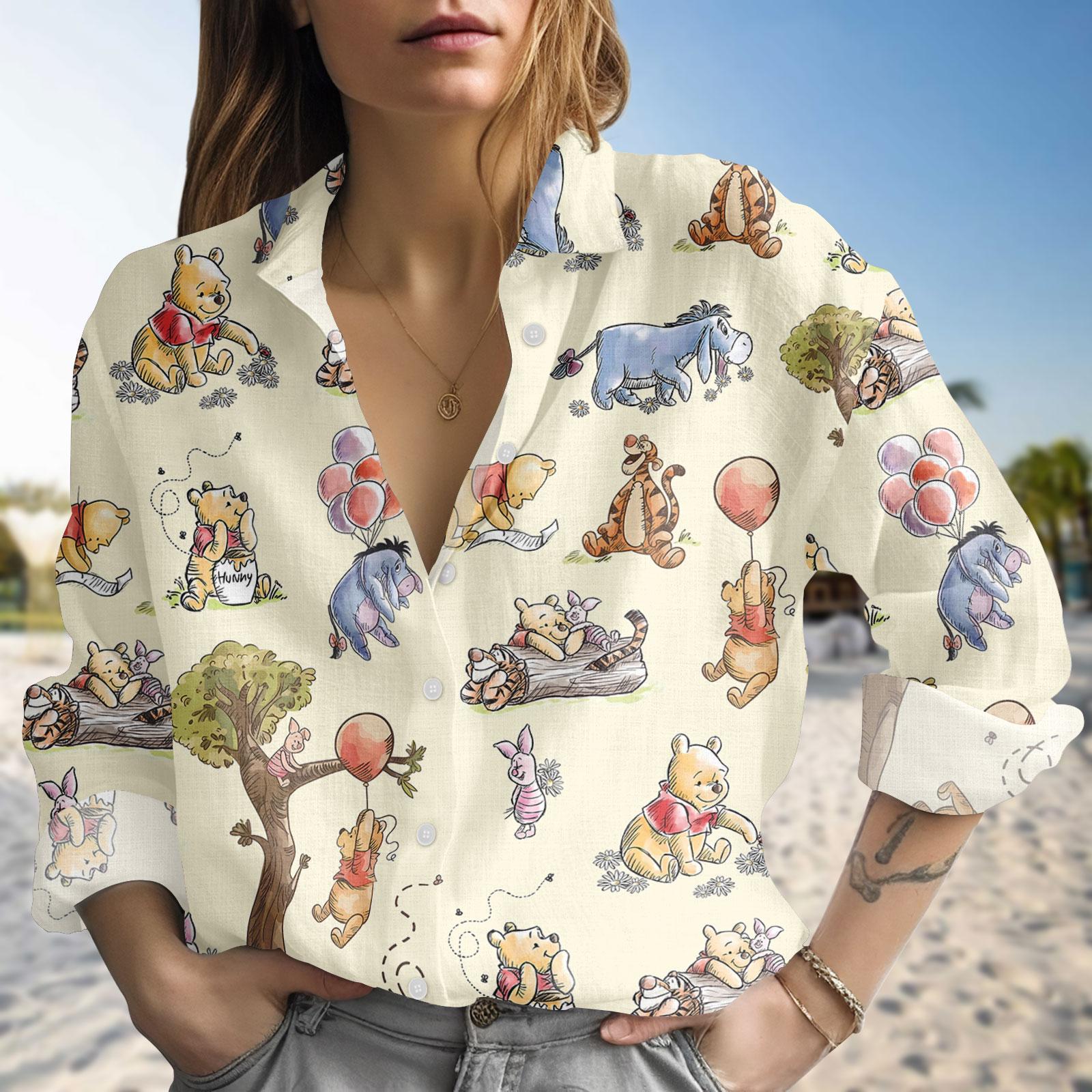 Discover Winnie The Pooh Blouse Shirt, Disney Shirt For Women, Disney Hundred Acre Wood Long Sleeve Apparel, Pooh Bear Outfit