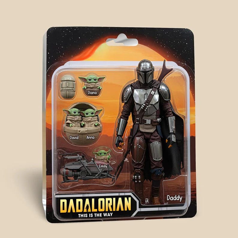 Personalized Father Day Acrylic Plaque, Star Wars Dadalorian Figure Acrylic Block, Mandalorian Plaque, Father Day Gift, Baby Yoda Gift