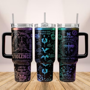 Fourth Wing Engraved Tumbler, Fighting Dragon 40oz Tumbler, Dragon Bookish Tumbler, Basgiath War College Cup, Iron Flame Tumbler Cup