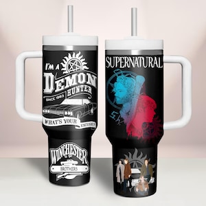 Supernatural Stainless Tumbler, Winchester Brothers 40oz Tumbler, Im A Demin Hunter 1983 Tumbler Cup, Sam Winchester Steel Tumbler