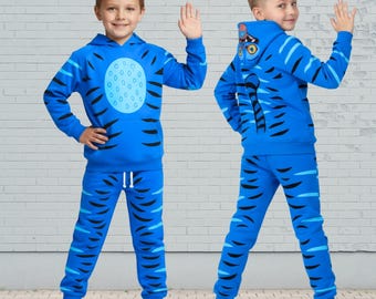 Kpop Demon Hunters Tiger Costume Hoodie, Derpy Tiger Cosplay Hoodie And Joggers, Derpy Tiger Costume Hoodie, Blue Tiger Hoodie