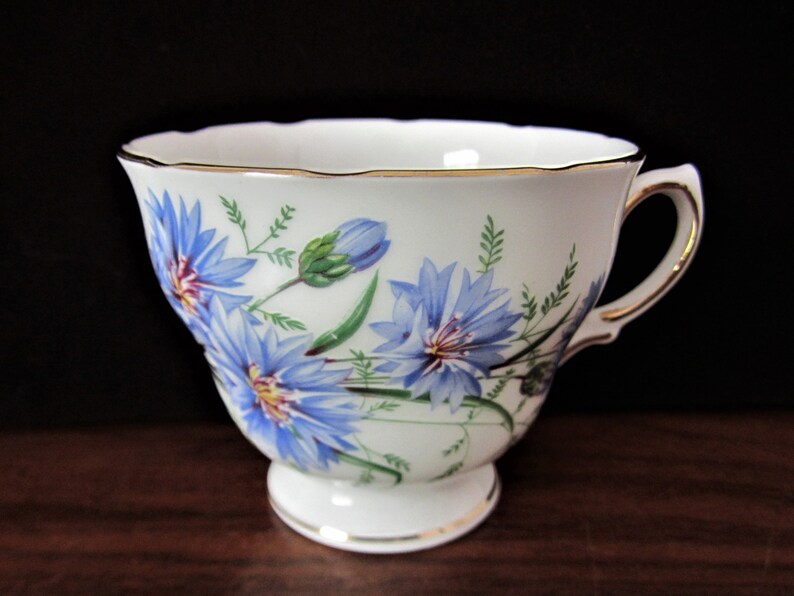 Royall Vale Bone China Blue Cornflower Tea Cup And Saucer Set Etsy