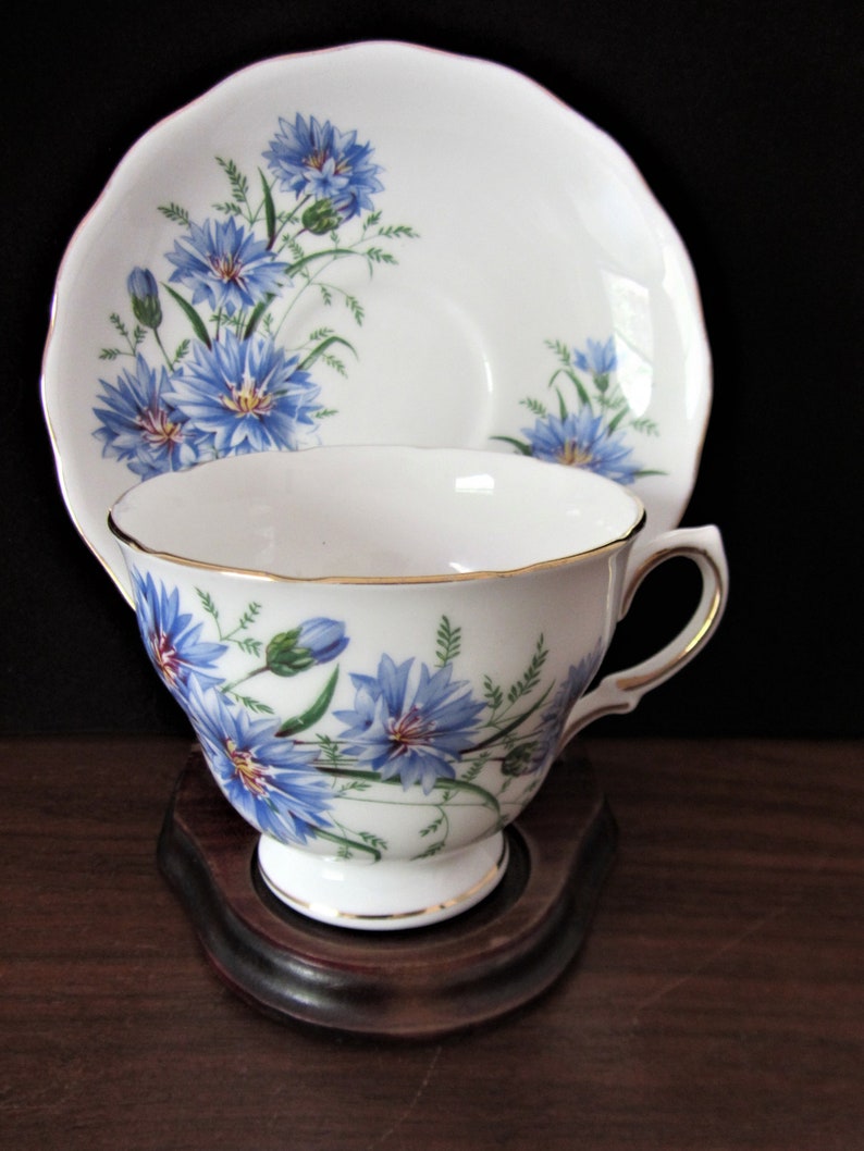 Royall Vale Bone China Blue Cornflower Tea Cup And Saucer Set Etsy