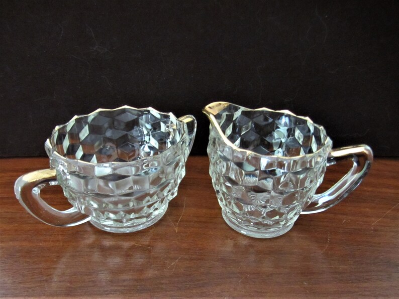 Clear Glass Sugar and Creamer Set With Gold Trim Etsy