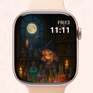 Moonlit Potion Witch – Cozy Library Magic Art Print | Halloween Fantasy Wall Decor
