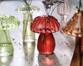 Glass Mushroom Vase for Propagation - Vintage Bottle for Centerpieces - Unique Home Decor Gift