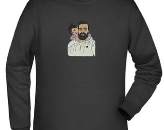 Personalized family portrait embroidery on a sweatshirt | Couple & family from a photo | Unique handmade gift for grandparents and dads