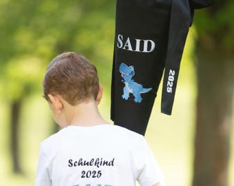 Personalized fabric school cone – embroidered with name, first day of school 2026 gift