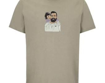 Personalized family portrait embroidery on a T-shirt | Full embroidery | Gift for couples, families, mom, dad, grandma, grandpa, Valentine's Day