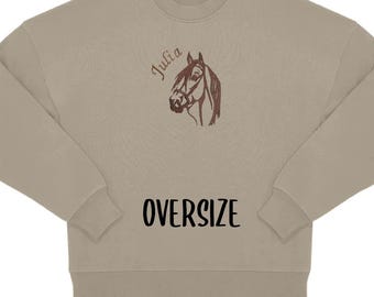 Personalized pet portrait embroidery on a line-art oversized sweatshirt | Embroidery from photo | Dog, cat, bird, horse, pet gift