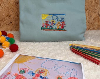 Personalized children's drawing hoodie – embroidery made from children's art, gift for parents