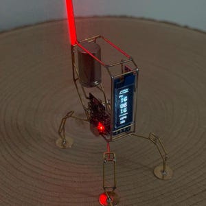 Reloj de escritorio robot de alambre hecho a mano — Pantalla de temperatura y humedad ESP32