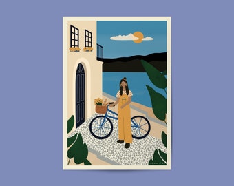 Maison de vacances - impression A4/A5/A6 - affiche & carte postale - illustration digitale minimaliste