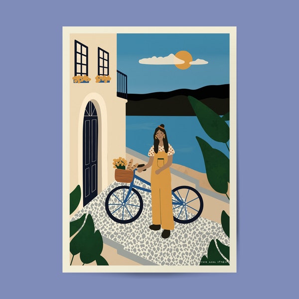 Maison de vacances - impression A4/A5/A6 - affiche & carte postale - illustration digitale minimaliste