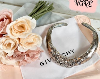 Givenchy Couture Rare Swarovski Crystal Studded Metal Runway Collar