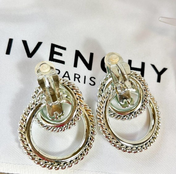 Givenchy Couture Silver Tiered Hoop Clip-On Earri… - image 3