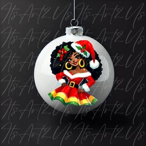 Santa Girl Clipart | Festive Christmas PNG for Sublimation & DTF | Black Girl Holiday Art for Crafts