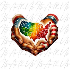USA Karte in Händen Clipart | USA Karte Sublimation & DTF PNG