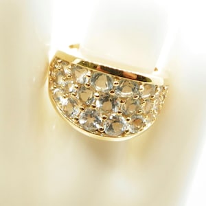 Sparkling Blue Topaz Cluster Statement Ring 14k Gold-Plated 925 Sterling Silver - Size 8