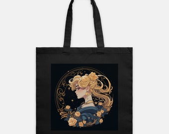 Anime Girl Tote Bag, Magisch Meisje, jaren 90 anime, Vintage, Sailor Moon Geïnspireerd, Art Nouveau, Kawaii, Anime Moon, Eco Carry Bag, Project Bag