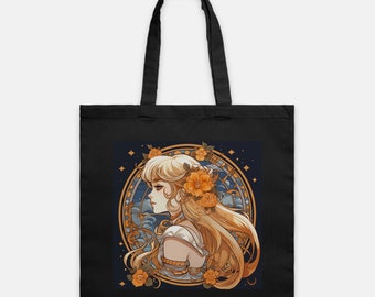 Anime Girl Tote Bag, Chica Mágica, anime de los 90, Vintage, Sailor Venus Inspirado, Art Nouveau, Kawaii, Anime Moon, Eco Carry Bag, Project Bag