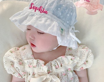 Embroidered Name Bucket Hat for Baby, Personalized Summer Hat for Kids, Toddlers, Kids Bucket Hat, Baby Girl Gift, Baby Summer Hat for Girls