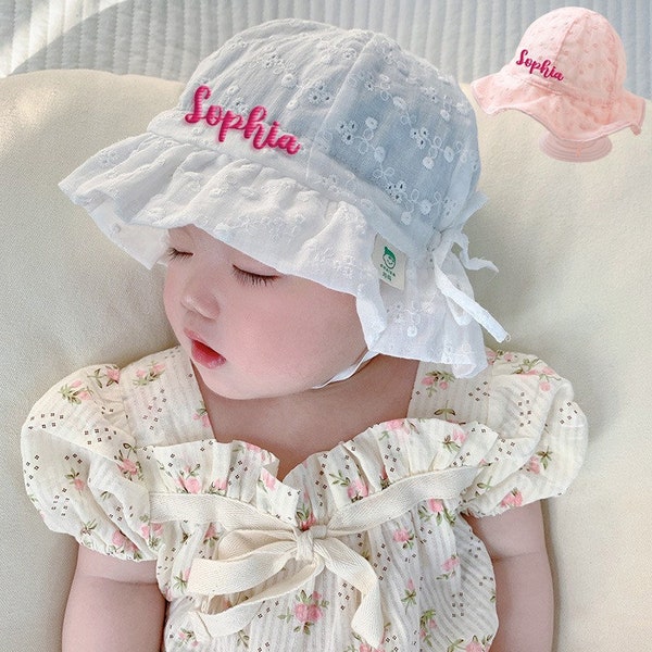 Embroidered Name Bucket Hat for Baby, Personalized Summer Hat for Kids, Toddlers, Kids Bucket Hat, Baby Girl Gift, Baby Summer Hat for Girls