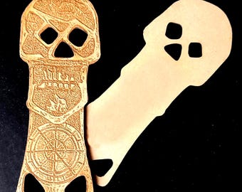 Copper Bones Key Bookmark, laser-engraved wood