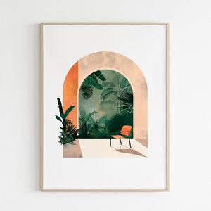 Impresión Digital Selvatic, Illustración selvática, Minimal illustrative poster, boho Abstract Wall Art Print, Minimalist Poster Print