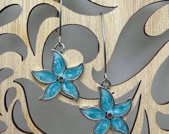 Island Drift Earrings - Blue Enamel Starfish