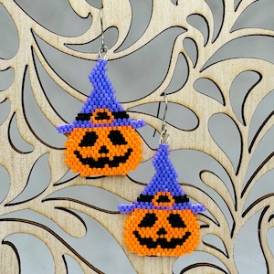 Halloween Pumpkin Seed Bead Earrings
