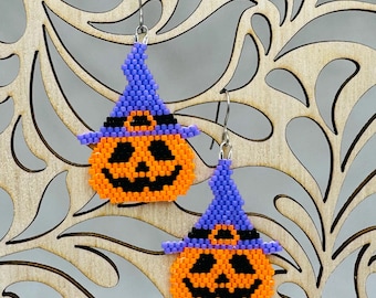 Halloween Pumpkin Seed Bead Earrings