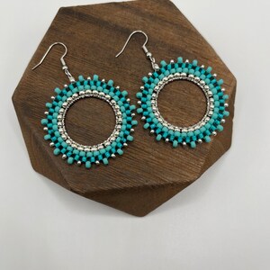 Ocean Breeze - Miyuki Seed Bead Hoop Earrings