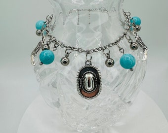 Western Spirit Charm Bracelet - Cowboy Hat | Cowboy Boots | Turquoise Howlite