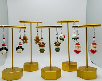 Christmas Earrings - Snowman | Gingerbread man | Santa | Penguin | Reindeer