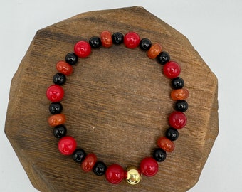 Fiery Elegance Bracelet - Carnelian Agate | Red Jade | Black Onyx
