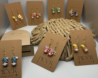 Gnome Dangle Earrings with Stainless Steel Star Charm