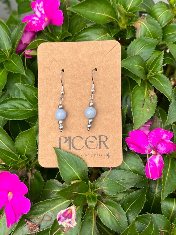 Heart of an Angel Drop Earrings - Angelite | Stainless Steel