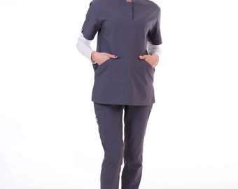 Bas Secundus Theca pour femmes, Tissu extensible Lycra de haute qualité, Brodez votre nom, Uniforme d'hôpital, Gommages personnalisés, Médical