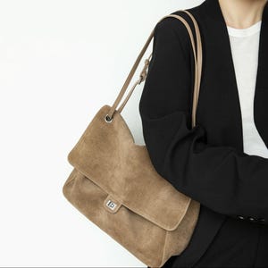Suede Handbag,Genuine Leather Tote Bag,Classic Shoulder Bag