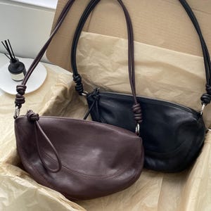 Lambskin Croissant Bag, Leather Shoulder Bag, Leather Sling Bag